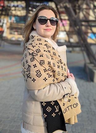 Двусторонний шарф louis vuitton бежевый е