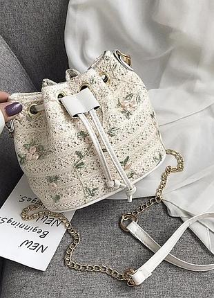 Сумка женская соломенная белая( 0318 )