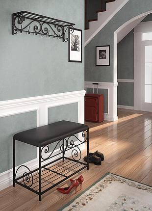 Комплект в прихожую лофт честер металлический. прихожая лофт вешалка и пуф мягкий кованный