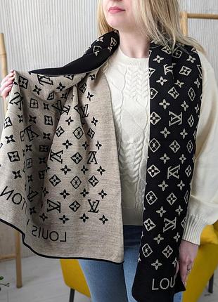 Двусторонний шарф louis vuitton черно-песочный есть