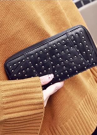Женские кошельки натуральная кожа черный( 3196 )