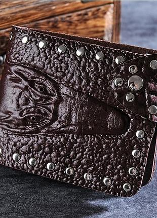 Мужской кошелек эко кожа темно коричневый( 3186 )