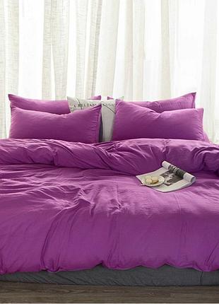 Постельное белье из льна сливовый двуспальный