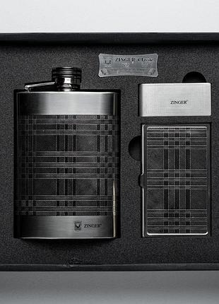 Подарочный набор для мужчины zinger фляга визитница зажим для денег