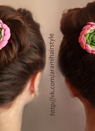 "розовый ранункулюс"(1шт) заколка цветок из полимерной глины