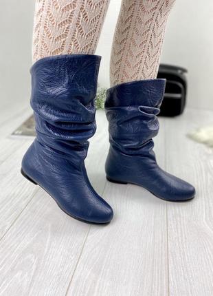 Женские полусапожки nivelle 2072 синяя коноп. (зима кожа натуральная)