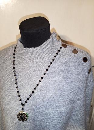 Стильне асиметричне сіре пончо з шийкою та срібними гудзиками батал-оверсайз lindex