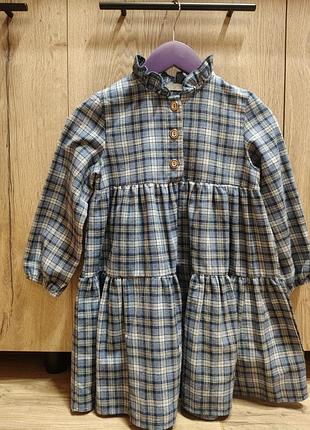 Детское платье в клетку, пошив клеш 122 размер.