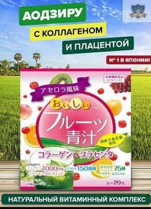 Фруктовый аодзиру с коллагеном, плацентой, молочнокислыми бактериями и витамином с "fruit aojiru collagen & pl