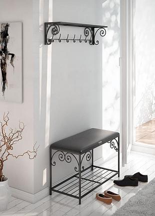 Комплект в прихожую кованный гринвич лофт. мебель из металла вешалка пуф металлический для прихожей. прихожая