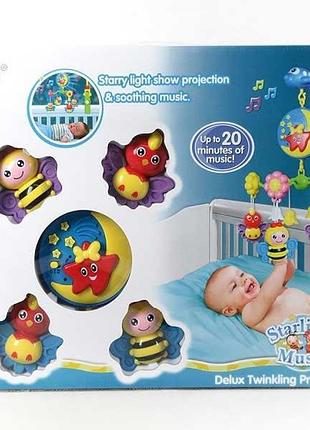 Детская музыкальная карусель мобиль с проектором на кроватку 8820-11 с функцией записи голоса. 20 мелодий.