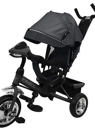 Велосипед коляска трехколесный с родительской ручкой и игровой панелью tilly storm тилли шторм t-349 серый