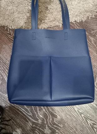 👜 стильная темно-синяя сумка-тоут claudia canova (экокожа)