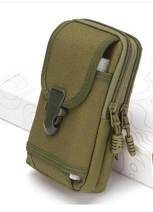 Сумка на пояс тактическая сумка под телефон черная зеленый
