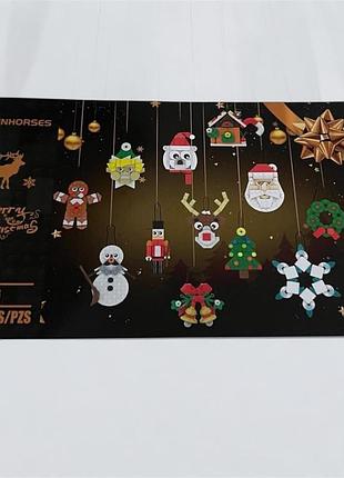 Конструктор ёлочних украшений ирушек в lego 13 фигурок (санта, снеговик, олень, пряник, ёлка, венок, снежинка) подарок ребенку