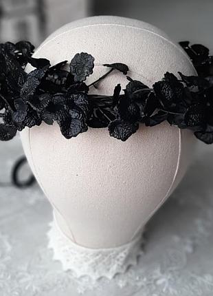 Вінок на голову темний. венок обруч. вінок чорний. вінок у темних тонах. вінок на гелловін