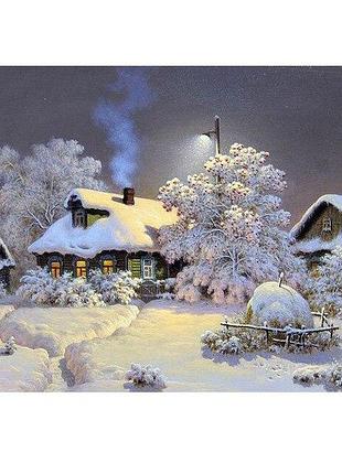 Алмазная мозаика 5d, снежный домик, 30*24