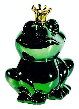 Копилка царевна лягушка зелёная с короной керамическая с деффектами