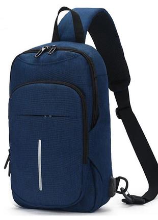 Однолямочний рюкзак ozuko 9047 чоловічий міської вологостійкий синій 7л