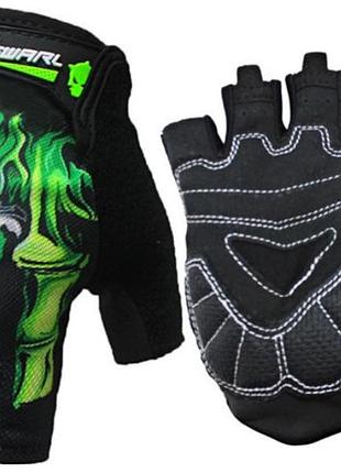Перчатки для тренажерного зала велосипеда hc-fg507 безпалые зеленые m