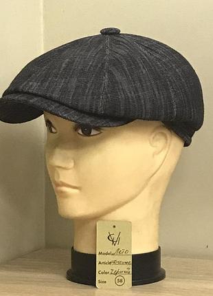 Кепка чоловіча восьмиклинка хуліганка 8 клинка comfort heads весна літо джинс джинсова чорна 60 см.