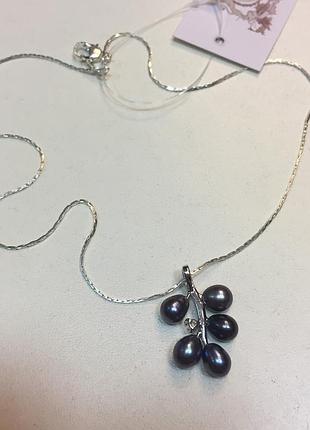 Жемчуг черный кулон подвеска черный жемчуг кулон с натуральным черным жемчугом на цепочке
