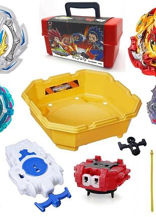 Бейблейд набор 11 в 1 арена + 4 бейблейда + 4 запускача + бокс для хранения