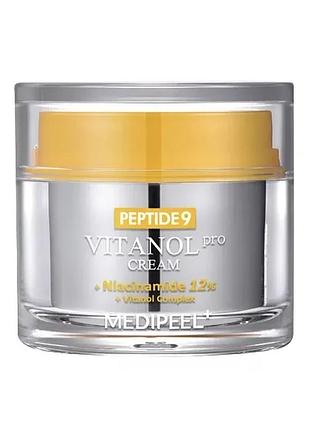Освітлюючий, омолоджуючий крем для обличчя medi-peel peptide 9 vitanol cream pro