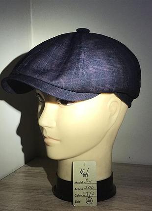 Кепка чоловіча восьмиклинка хуліганка 8 клинка comfort heads весна літо костюмна тканина тканина синя 58 см.