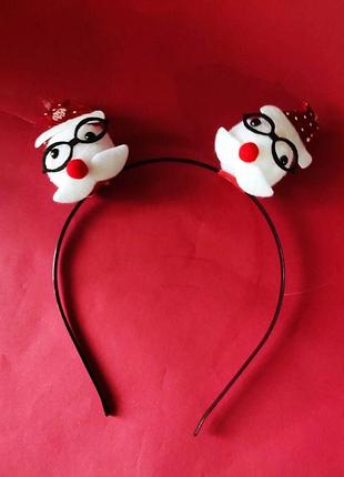 Обруч "новогодние персонажи" на металлическом ободке санта