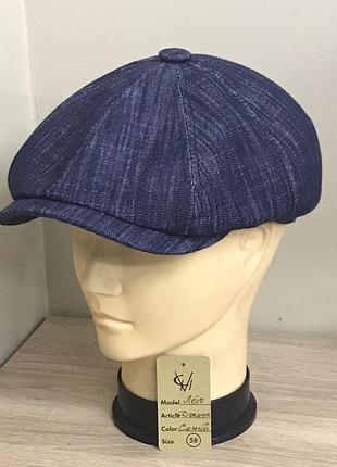 Кепка мужская восьмиклинка хулиганка 8 клинка comfort heads весна лето джинс джинсовая синяя синий 62см.