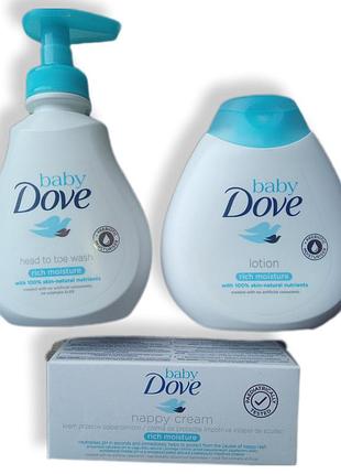 Набір dove baby moisture rich крем , лосьон та гель для купання