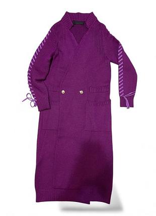 Стильний довгий в'язаний кардиган / пальто. фіолетовий. розмір xs-m