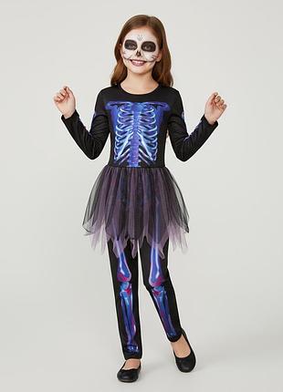 Карнавальный костюм скелета roman habermann (германия) размер 110-116 для девочки 4-6 лет