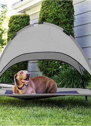 Лежак для великих собак 2в1 вуличний гамак зі знімним навісом та ліжко для тварин складне переносне 92 см