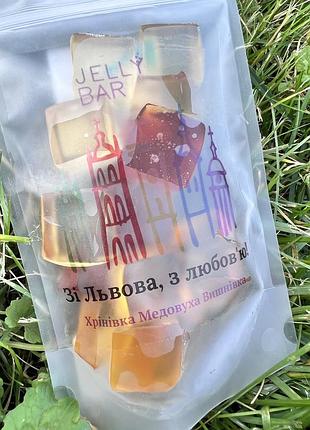 Алкогольні цукерки jelly bar з вишнівкою, хренівкою та медовухою, натуральні, 100 г