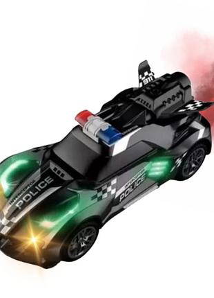 Гоночная машинка полицейская скоростная на аккумуляторе с led подсветкой и паром на пульте управления storm