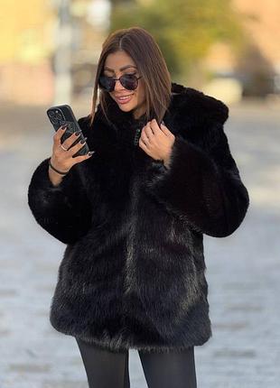 Шубка з довгим ворсом утеплена синтепоном