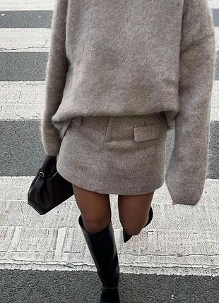 Жіноча класична кашемірова міні коротка спідниця-шорти юбка