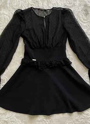 Вишукана чорна сукня v les femmes. рукави в горошок. розмір s-m