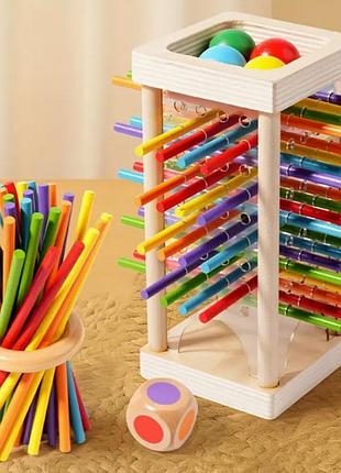Деревянная детская настольная игра «башня с палочками» | балансировка | развивающая игра 3–6 лет