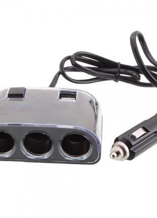 Разветвитель автомобильного прикуривателя olesson 1505 2usb 12v-24v черный aurora