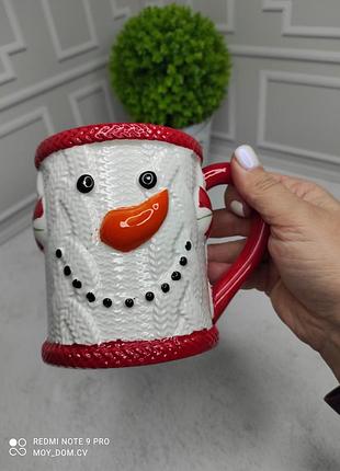 Кружка (чашка) подарункова новорічна «сніговик 2022» | керамічна | 500мл