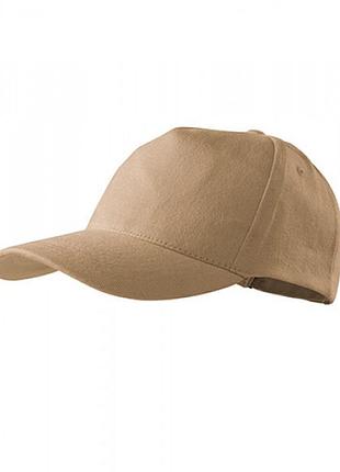 Кепка с козырьком malfini 5p, бейсболка мужская или женская, пятиклинка, песочная