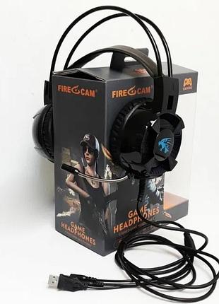 Игровые наушники с микрофоном и led подсветкой firecam x-9max черные