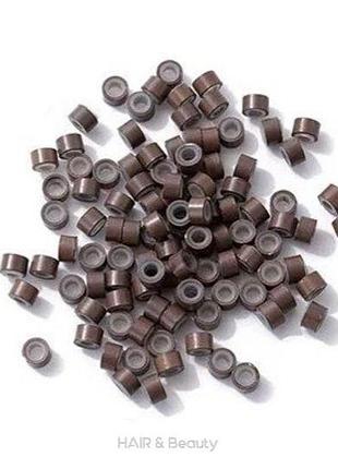 Мікрокільца для нарощування волосся з силіконом, 25 шт. колір: 5 коричневий
