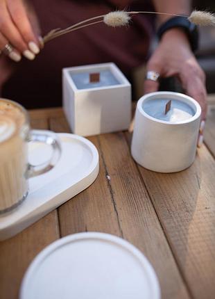 Набор ароматических соевых свечей в гипсовых кашпо minimal 2шт orgazmiс