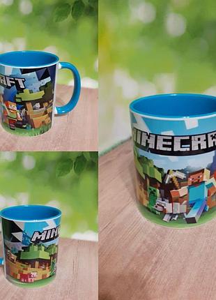 Чашка с принтом minecraft (майнкрафт) голубой