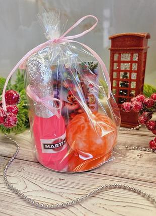 Мило ручної роботи . подарунковий набір . мартині та мандаринка велика і листівочка