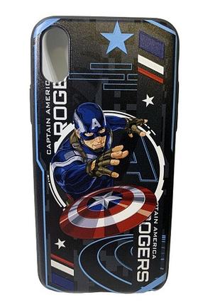 Чехол накладка vip design для iphone x/xs (капитан америка)